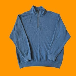 Wolverine Quarter Zip Sweater Knit Textured 100% Cotton Blue Men Size XL